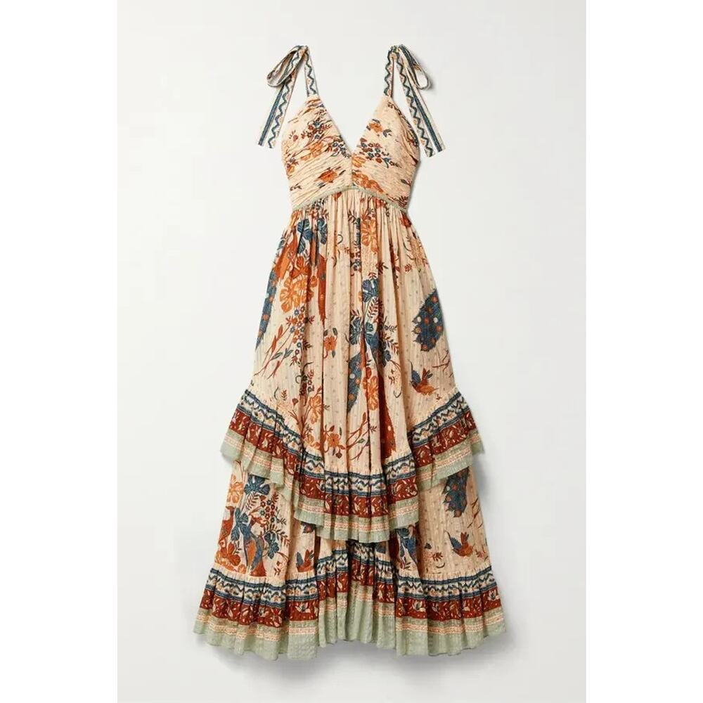 Ulla Johnson Portia Floral Print Midi Dress Boho Cottagecore Costal Summer, Sz 6 - Picture 3 of 14